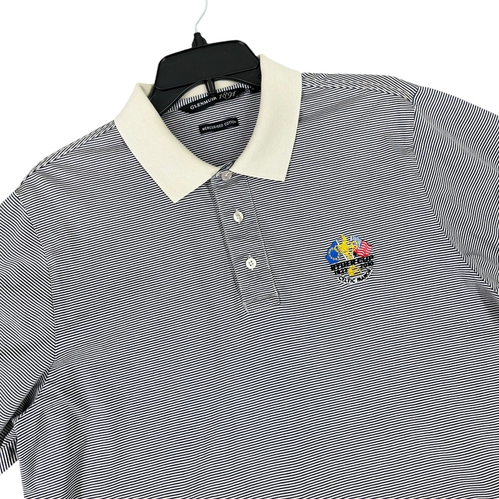 Glenmuir Ryder Cup 2010 Celtic Manor Polo Shirt Striped Mercerized Cotton L Mens